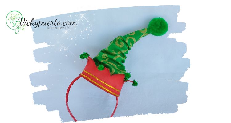diadema decorada con gorro de duende o elfo