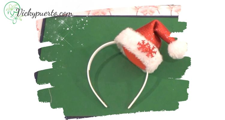 diadema de navidad con gorrito de santa